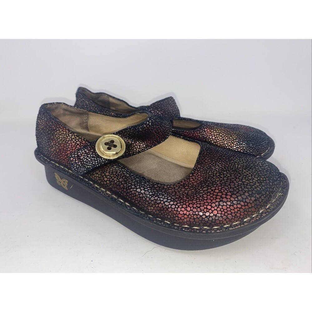 ALEGRIA PAL-232 Womens Sz 36 Reflect Leather Maryjane Slip Resistant Clog 6 6.5